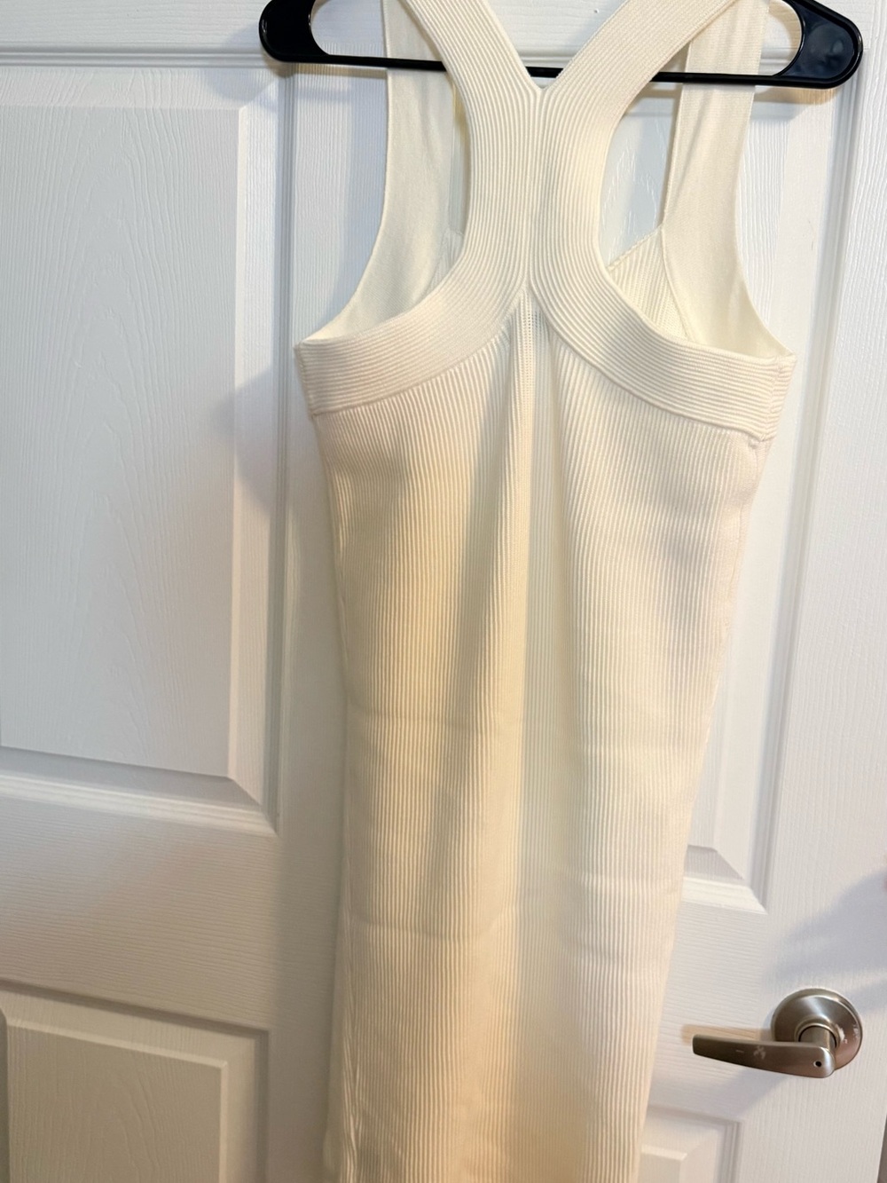 525 America Cream Ribbed Racerback Midi Dress